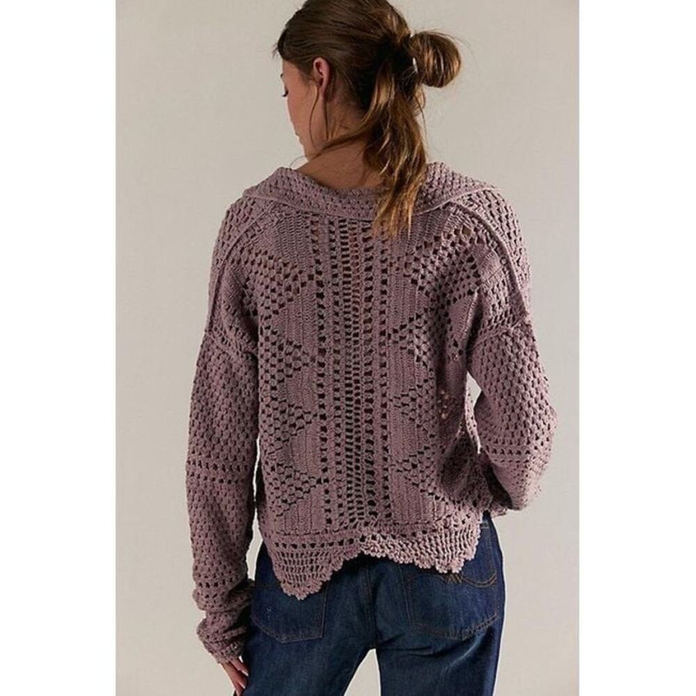 Free People We The Free Friend Of A Friend Crochet Cardigan Sweater NWT Medium - Picture 2 of 4